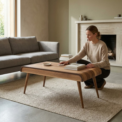 Tavolino in legno su gambe di legno per il tuo soggiorno Modello di design originale Nuovo