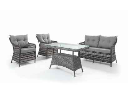 Mobili da giardino moderni Set di divani di lusso Tavolo Pouf Poltrona Gruppo di sedute