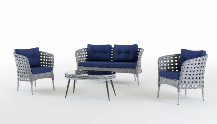 Mobili da giardino Sedie Divano Set di divani per terrazza Tavolo Divano Couch 4 pezzi. Set
