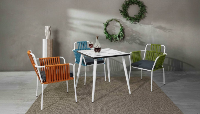 Mobili da sala da pranzo moderni Terrazza 4 sedie Mobili in acciaio inossidabile