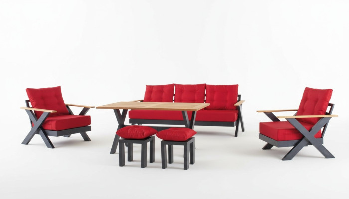 Mobili da giardino Set divano Tavolo Puff Poltrona Veranda Set 6 pezzi.