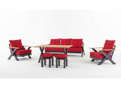 Mobili da giardino Set divano Tavolo Puff Poltrona Veranda Set 6 pezzi.