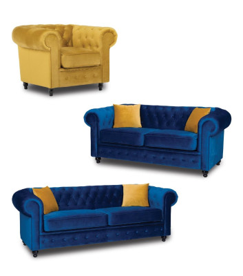 Chesterfield set di divani mobili soggiorno arredamento 3+2+1 posti