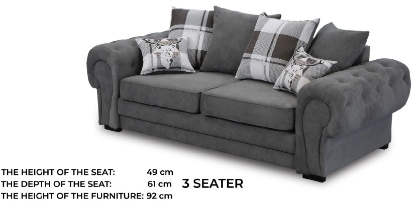 Sofà 3 posti + 2 posti + 1 posto in stile italiano Chesterfield Tessuto per il salotto