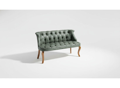 Divano Chesterfield verde a due posti in pelle sintetica per soggiorno