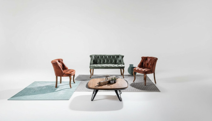 Moderno divano Chesterfield in ecopelle, mobili, divano a due posti, poltrona in stile