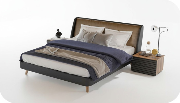 Camera da letto Set Letto 2x Comodino Mobili Completi Letti Noce Naturale