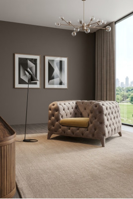 Chesterfield poltrona color taupe Chesterfield poltrona imbottita per soggiorno
