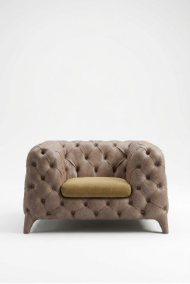 Chesterfield poltrona color taupe Chesterfield poltrona imbottita per soggiorno