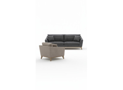 Divano moderno a tre posti in grigio telaio in legno design di lusso nuovo