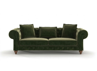 Verde Chesterfield in tessuto a tre posti divano di lusso stile divani soggiorno.