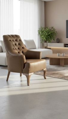 Chesterfield monoposto marrone in soggiorno Arredamento moderno di lusso Poltrona