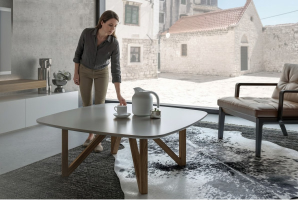 Tavolino da salotto in noce di lusso naturale per soggiorno Designer Tavolino da salotto