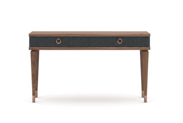 Modern console table with drawers in luxurious natural walnuts - Anthracite.