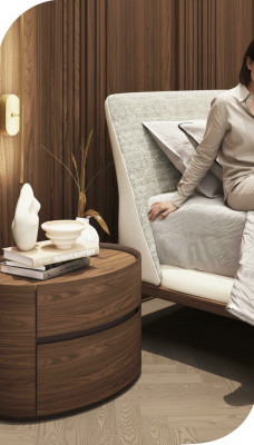 Comodino in legno design moderno in legno autentico per la camera da letto.