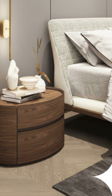 Comodino in legno design moderno in legno autentico per la camera da letto.