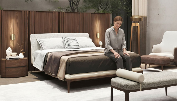 Marrone set da camera letto con letto 2 comodini matrimoniali 3 pezzi