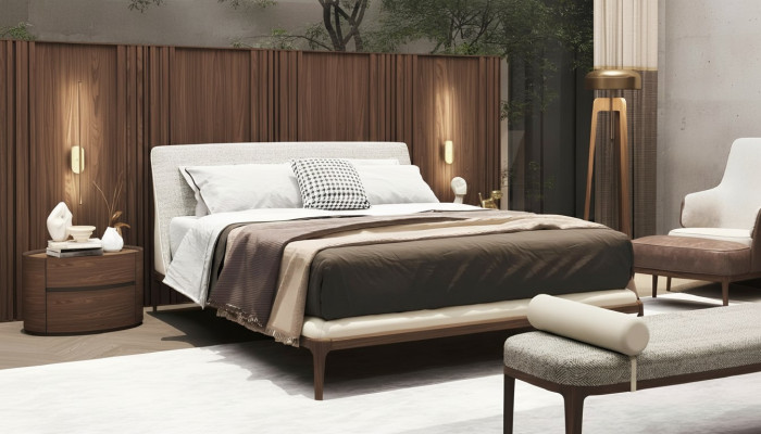 Marrone set da camera letto con letto 2 comodini matrimoniali 3 pezzi