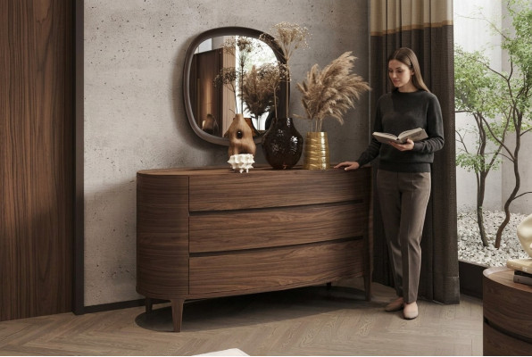 Mobile di design marrone in stile moderno con spazio di archiviazione mobili da camera da letto