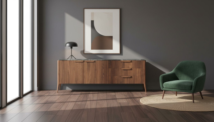 Grande credenza in legno Mobile da pranzo moderno in legno massello Nuovo