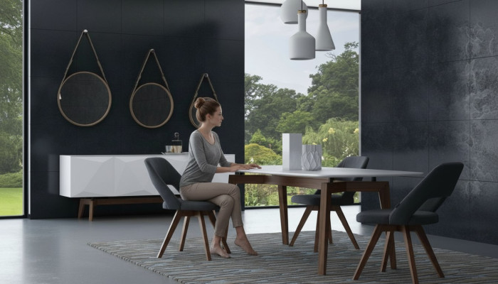 Set da pranzo di lusso Mobili tavolo da pranzo Sedie Credenza Mobili in legno massello  Set da pranzo di lusso Mobili tavolo da pranzo Sedie Credenza Mobili in legno massello