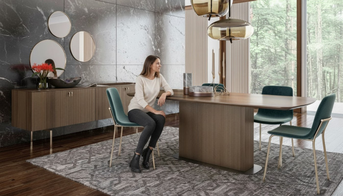Moderno set da pranzo mobili di lusso tavolo da pranzo sedie credenza