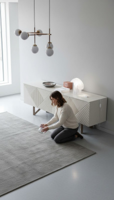 Mobile grigio moderno di lusso con ante bassa con spazio di archiviazione stile