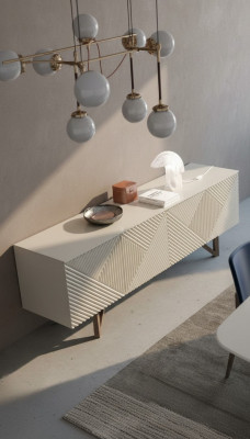 Mobile grigio moderno di lusso con ante bassa con spazio di archiviazione stile