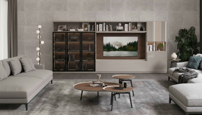 Set di tavolini da salotto Mobili da soggiorno di lusso Tavoli Marroni Design di lusso in legno