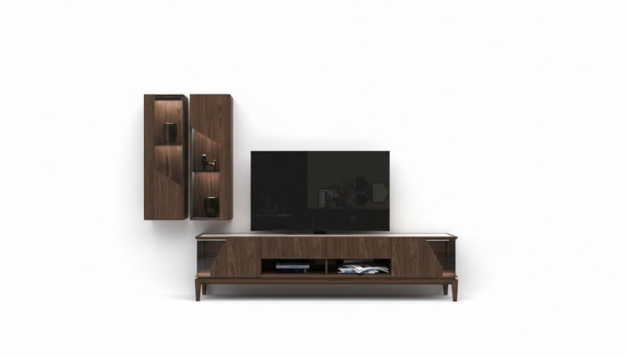 Mobili per soggiorno parete attrezzata mensole pensili credenza marrone lusso mobili in legno