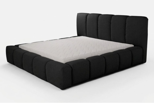 Letto Letto matrimoniale nero Camera da letto Mobili in legno Design Mobili imbottiti Tessuto