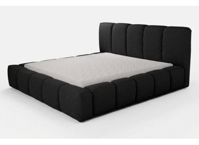Letto Letto matrimoniale nero Camera da letto Mobili in legno Design Mobili imbottiti Tessuto