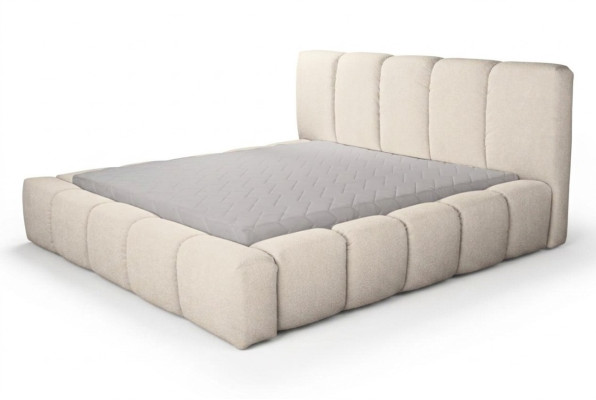 Letto Bianco Letto matrimoniale Camera da letto Mobili in legno Design Mobili imbottiti Tessuto