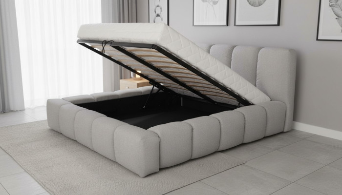 Letto grigio camera da letto matrimoniale design di lusso elegante rivestimento in tessuto nuovo