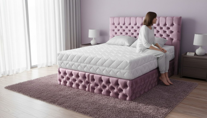Chesterfield rosa camera da letto matrimoniale in legno design elegante imbottitura in stoffa