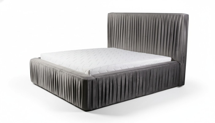 Camera da letto matrimoniale grigia in legno design elegante Tessuto classico Nuovi mobili