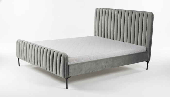Design di mobili da camera matrimoniale grigi doppi eleganti in tessuto per arredamento alberghiero
