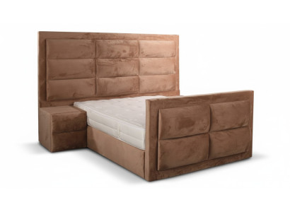Letto classico in legno marrone design elegante per arredamento camera da letto in tessuto nuovo.