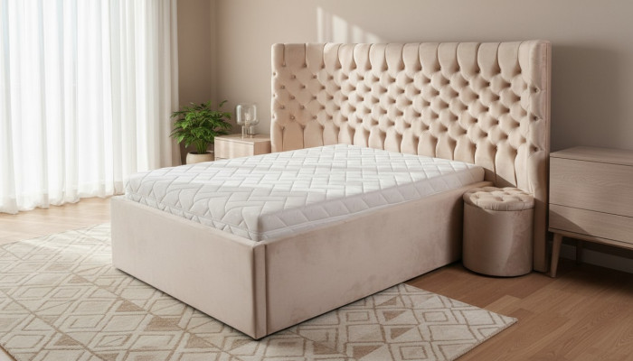 Beige letto matrimoniale Chesterfield Moderni mobili da camera da letto Letti di lusso
