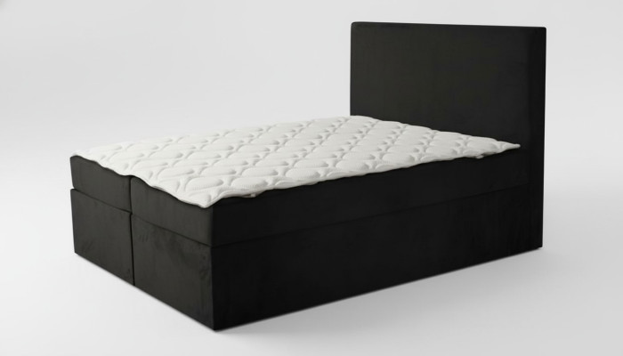 Letto matrimoniale nero Design classico per camera da letto Tessuto elegante nuovo