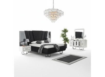 Camera da letto Letto 2x Comodini + Set di comodini Design completo Mobili 4 pezzi