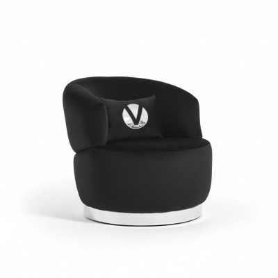 Poltrona nera monoposto in tessuto per la sala da pranzo, design di lusso, nuova poltrona moderna