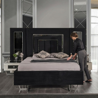 Camera da letto Letto 2x Comodini Set letti di lusso Completo Mobili design 3 pezzi
