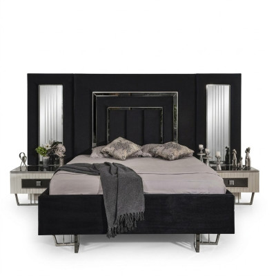 Camera da letto Letto 2x Comodini Set letti di lusso Completo Mobili design 3 pezzi