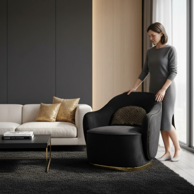 Poltrona Club Lounge Design Sedia Poltrona Divano 1 Posto Tessuto Imbottito Nuovo