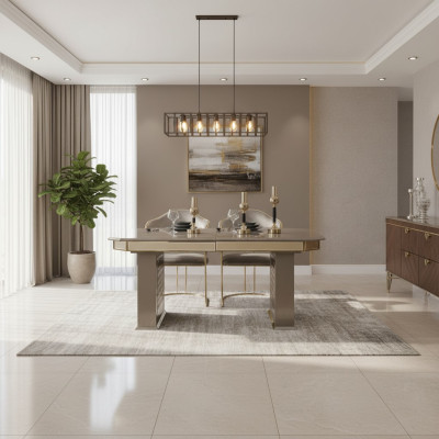 Tavolo da pranzo grigio Moderno sala da pranzo Bella cucina Legno Tavoli Design Di lusso Metallo Nuovo