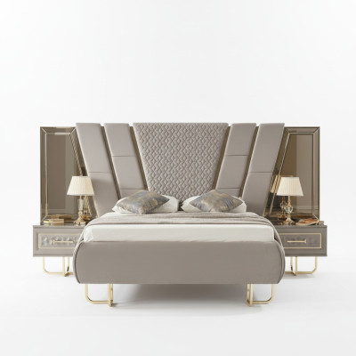 Camera da letto di lusso comodino letti letto 3 pezzi set completo design arredamento