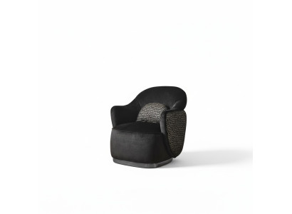 Poltrona monoposto nera design di lusso per soggiorno moderno ed elegante, fodera nuova.
