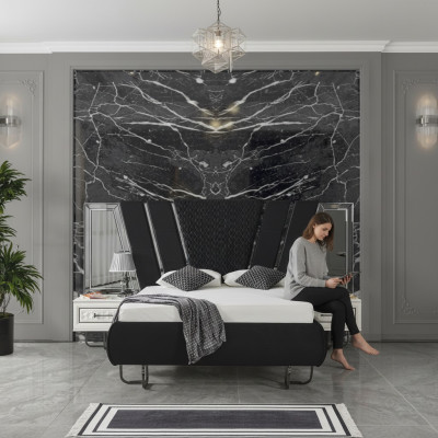 camera da letto letto 2x comodini set di letti di lusso completo design mobili 3 pezzi