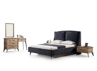 Set da camera da letto moderno di lusso composto da 4 pezzi: letto, 2 comodini e cassettiera incluso.